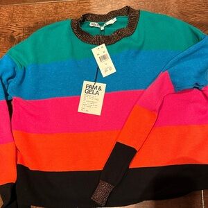 Pam & Gela Vibrant Striped Crewneck Sweater